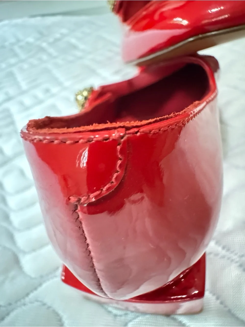 Dolce & Gabbana Red Patent Leather Crystal Mary Jane Pumps IT 35
